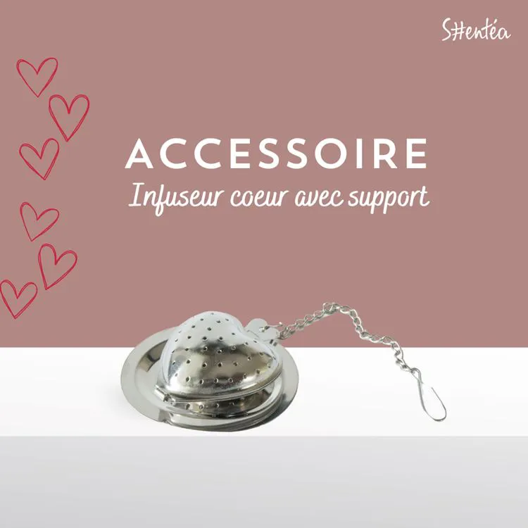 INFUSEUR INDIV FORME COEUR AVEC SUPPORT METAL
